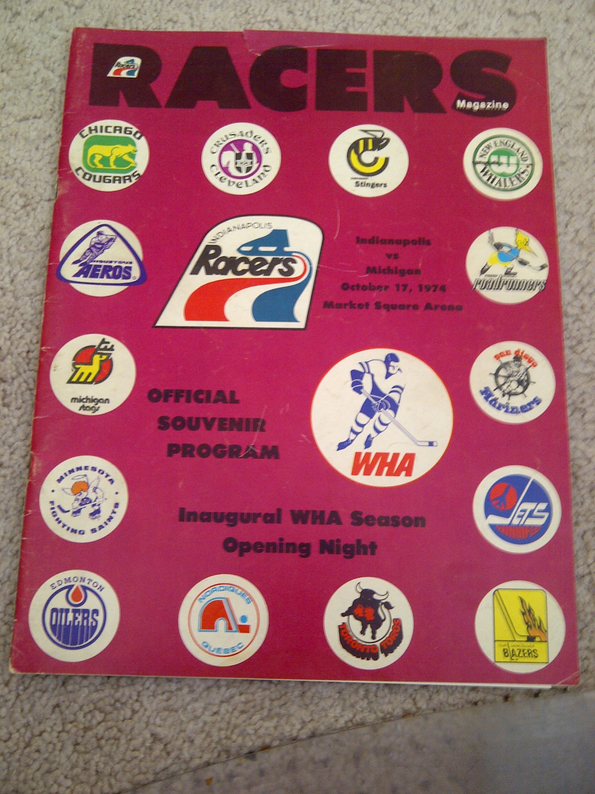 The program from the first game in Indianapolis Racers history.
