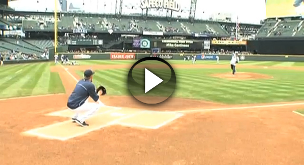 Gasman throwing out first pitch at Mariners game